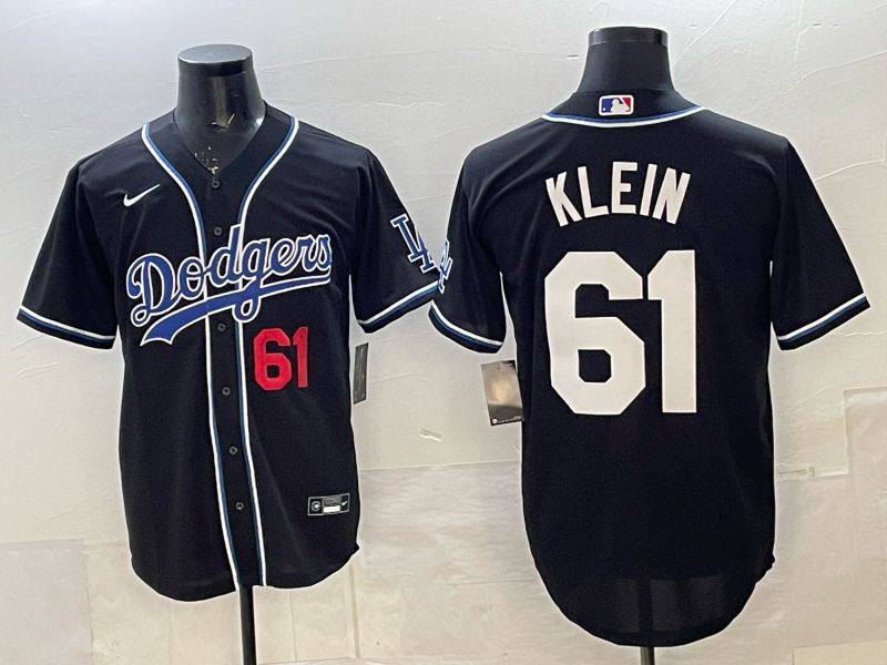 Men 2025 Nike Los Angeles Dodgers #61 Klein Black Game MLB Jersey 03